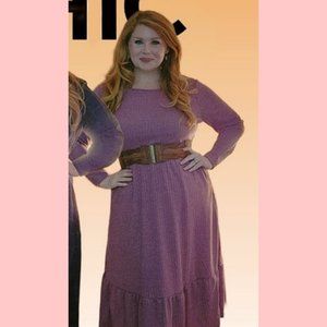 Dusty Pink Rib-Knit Dress